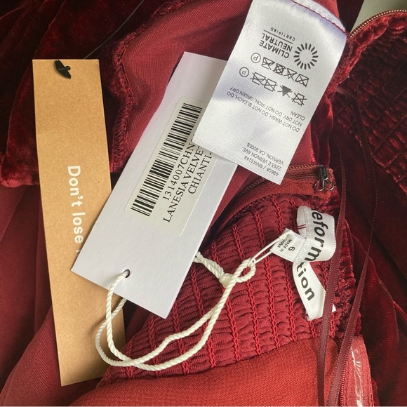 NWT REFORMATION Lanesia Velvet Chianti Red Floral Mini Dress $248 Womens 6 - Picture 11 of 16